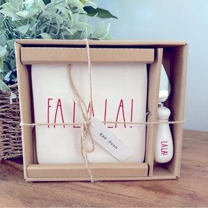 Rae Dunn Small FaLaLa Cheese Plate w/LaLa Cheese Knife